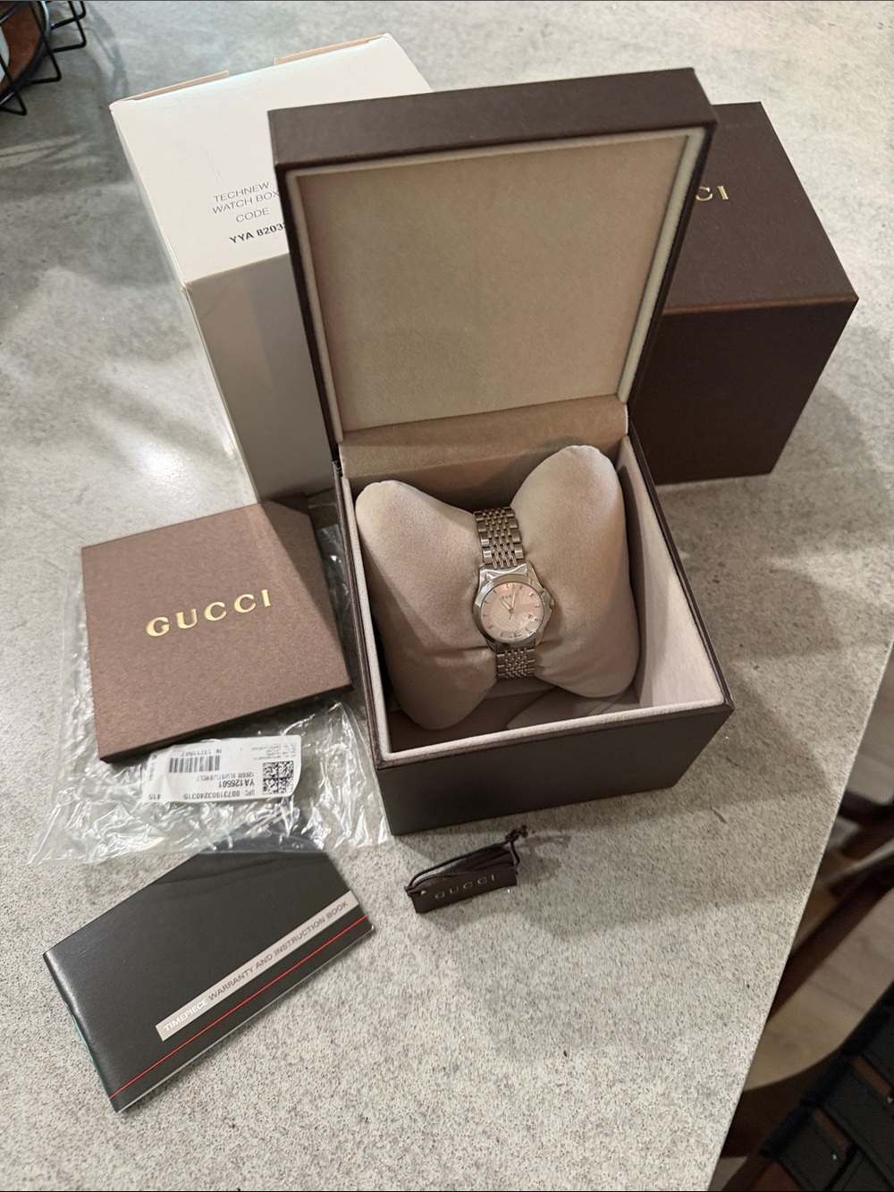 Gucci Silver Bracelet Watch with White Dial